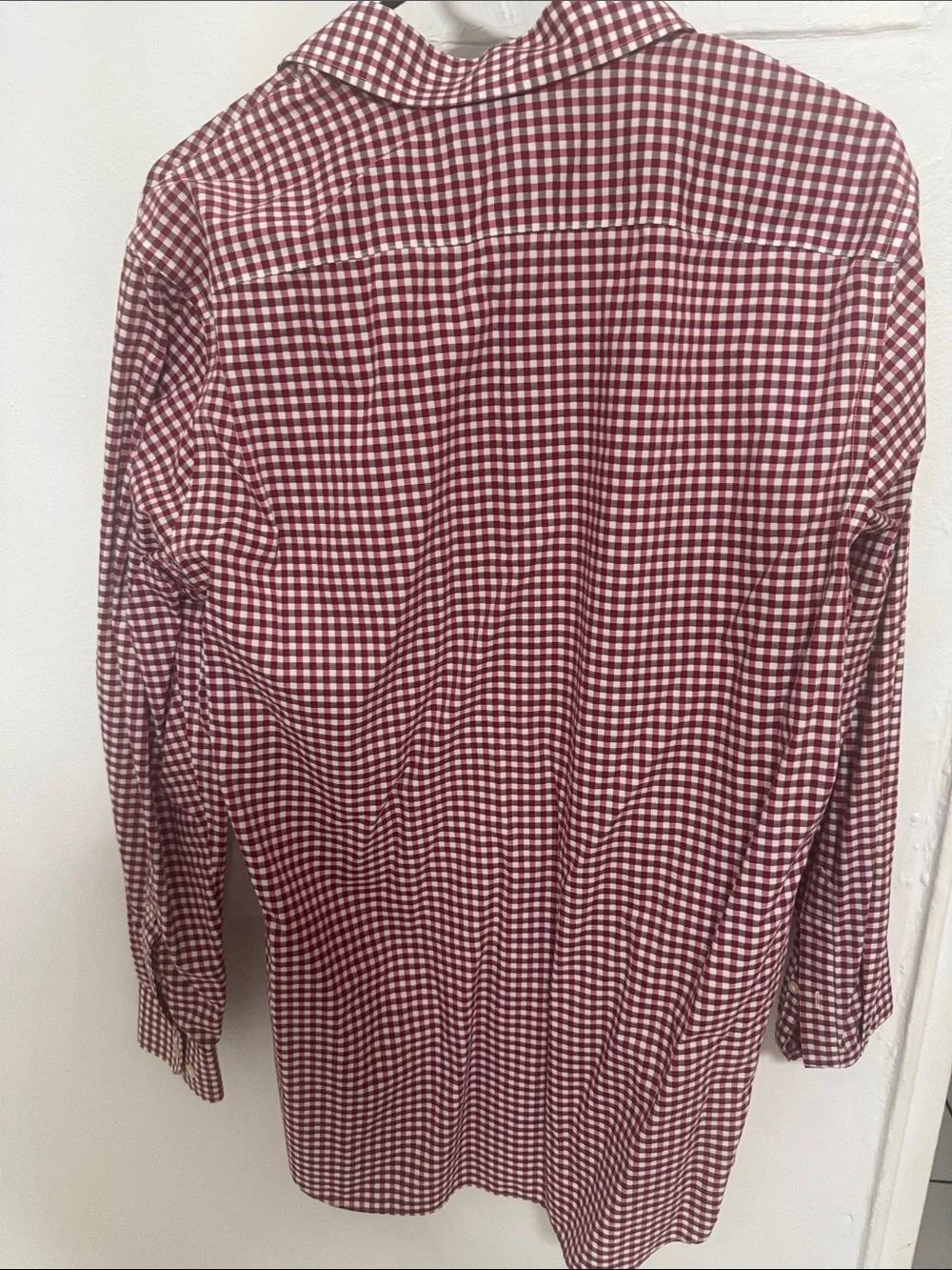Banana Republic Maroon and White Gingham Button-Down Shirt